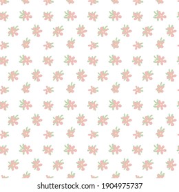 Vector seamless floral pattern with simple pink flowers for textile, decor, wrapping paper
