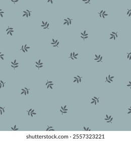 Vector seamless floral pattern in the small leaves. Elegant template for fashion prints with small elements. Light green gray background