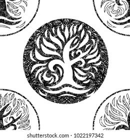 Vector seamless floral pattern with tree leafs