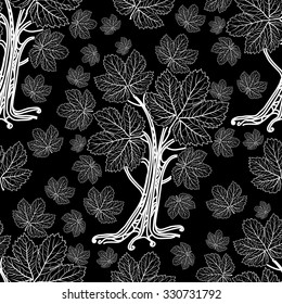 Vector seamless floral pattern with tree