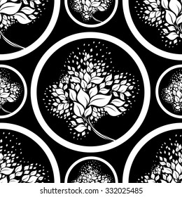 Vector seamless floral pattern with tree