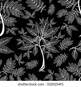 Vector seamless floral pattern with tree