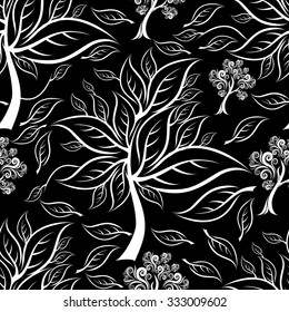 Vector seamless floral pattern with tree