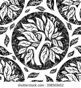 Vector seamless floral pattern with tree