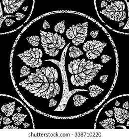 Vector seamless floral pattern with tree