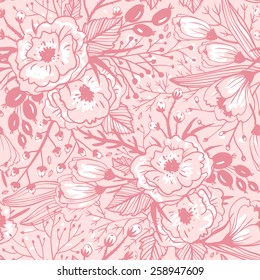 vector seamless floral pattern with vintage roses