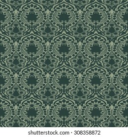 Vector seamless floral pattern vintage background green