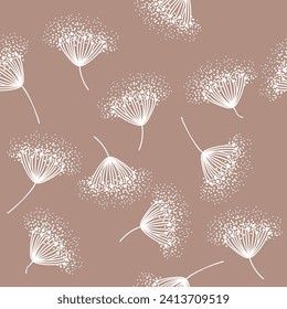 Vector seamless floral pattern with wild herbs. Line art illustration flowers. Contemporary floral pattern for invitations, cards, wallpapers, print, gift wrap, manufacturing. 