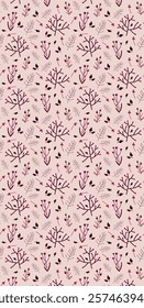 Vector seamless floral pattern with wild rose, twig