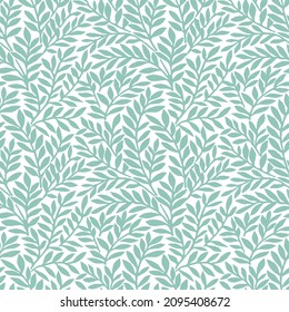 Vector seamless floral pattern.Floral turquoise background Design,Floral vector seamless pattern. Delicate botanical wallpaper. Repeatable background with leaves.