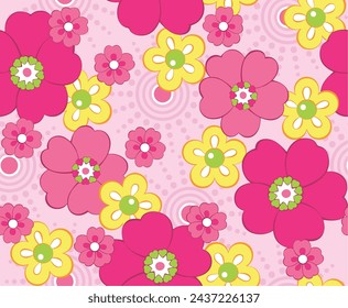 Vector seamless floral patterns in decorative style.