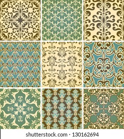 Vector seamless floral  patterns, fully editable eps10 file, seamless patterns in swatch menu,