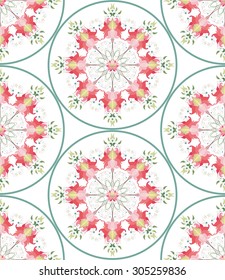 Vector seamless floral round background. 