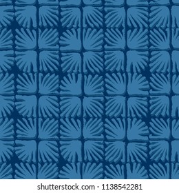 Vector seamless floral square tile blue pattern for wrapping, craft, textile, fabric