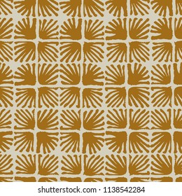 Vector seamless floral square tile brown pattern for wrapping, craft, textile, fabric