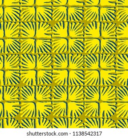 Vector seamless floral square tile yellow pattern for wrapping, craft, textile, fabric