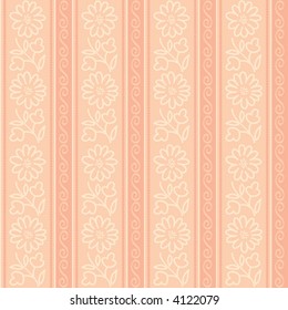 Vector seamless floral stripy pattern