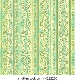 Vector seamless floral stripy pattern