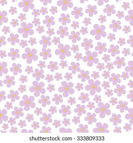 Vector seamless floral texture of lilac color flowers on white background