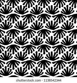 Vector seamless floral tile black and white pattern for wrapping, craft, textile, fabric