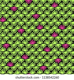 Vector seamless floral tile green and pink pattern for wrapping, craft, textile, fabric