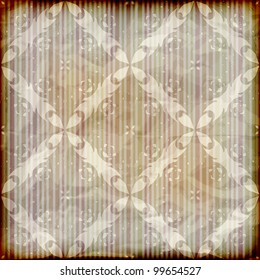 vector seamless floral wallpaper on striped background,  crumpled burning paper texture