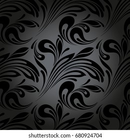 Vector seamless floral weave pattern for design wallpaper, wrapping, paper, textile. Dark.