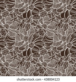 Vector Seamless Floral Zentangle Pattern. Ornate endless ornament.