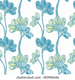 Vector Seamless Floral Zentangle Pattern. Ornate endless ornament.