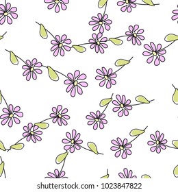 Vector seamless flower pattern background. Summer floral vector illustration.
