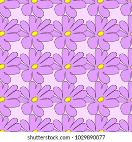 Vector seamless flower pattern background. Summer floral vector illustration.