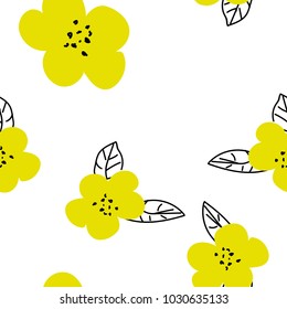 Vector seamless flower pattern background. Summer floral vector illustration.