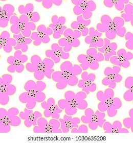 Vector seamless flower pattern background. Summer floral vector illustration.