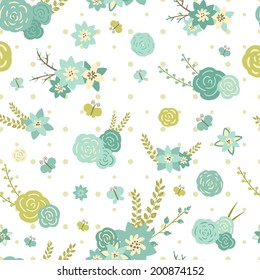 Vector seamless flower pattern background