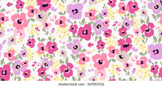 Vector Seamless Flower Pattern Background