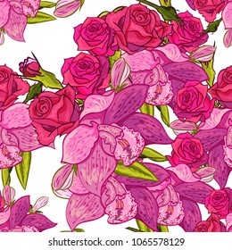 vector seamless flower pattern for cards, textiles, backgrounds