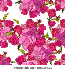 vector seamless flower pattern for cards, textiles, backgrounds