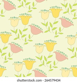 Vector seamless flower pattern. Cute flowers.