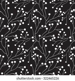 Vector seamless flower pattern. Floral background for the print, clothes, paper, cards, textile, packing, invitations, wallpaper. Black and white.