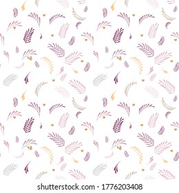 Vector seamless flower pattern with multicolored leaves, twigs and bright berries