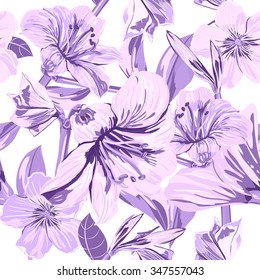 Vector Seamless Flower Pattern. Flower pattern with purple flowers. Background for your design fashion fabric, textile, wallpaper, scrapbook and etc