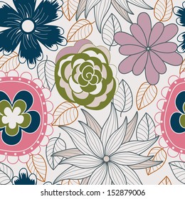 vector seamless flower pattern. vintage colors