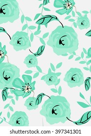 Vector seamless flower pettern retro texture