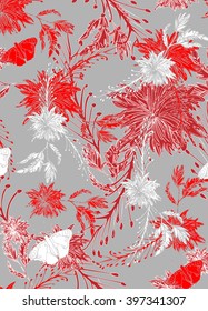 Vector seamless flower pettern retro texture