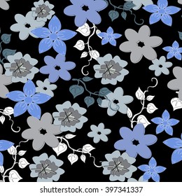 Vector seamless flower pettern retro texture