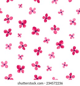 Vector seamless flowers background. Colorful floral elements, drawing watercolor. Spring or summer design for invitation, wedding or greeting cards