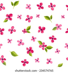 Vector seamless flowers background. Colorful floral elements, drawing watercolor. Spring or summer design for invitation, wedding or greeting cards