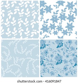 Vector seamless flowers and floral pattern illustration