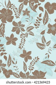 Vector seamless flowers and floral pattern illustration