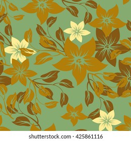 vector seamless flowers and floral pattern illustration